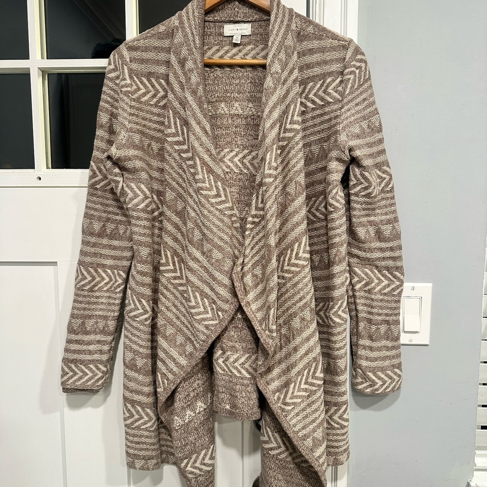 Lucky Brand Women's Brown Patterned Sweater Cardigano